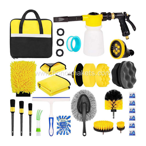 27 Pcs Car Wash Kit with Foam Gun Sprayer foam cleaning washing cleaning kit for car equipment Adjustable Nozzle Drill Brush Set